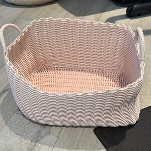 Pink Woven Storage Basket